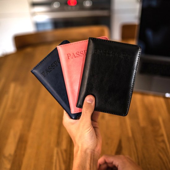 Passport holder in leather - Click Image to Close