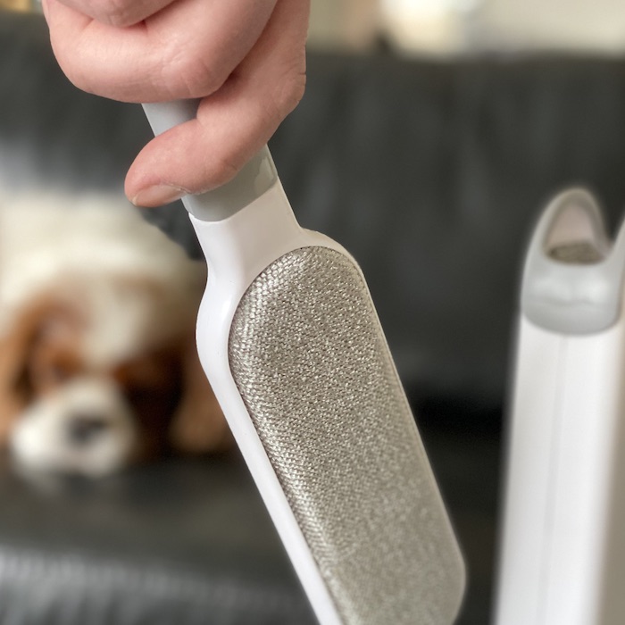 Dust and hair removal brush with cleaning stand