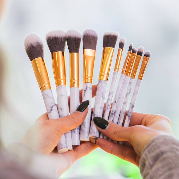 Make-up brushes in marble (10 pcs) - Click Image to Close